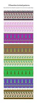 Set of 8 Winter Holiday Seamless Knitted Patterns Illustrazione stock