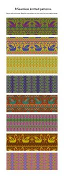 Set of 8 Winter Holiday Seamless Knitted Patterns Illustrazione stock