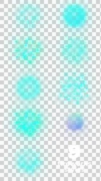 Set of 9 abstract cyan firework bursts on transparent background. Stockillustratie