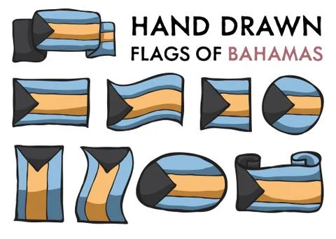 Set of 9 Bahamas Flags Stock Illustration
