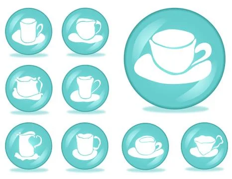 Set of 9 coffee buttons Stock Illustration
