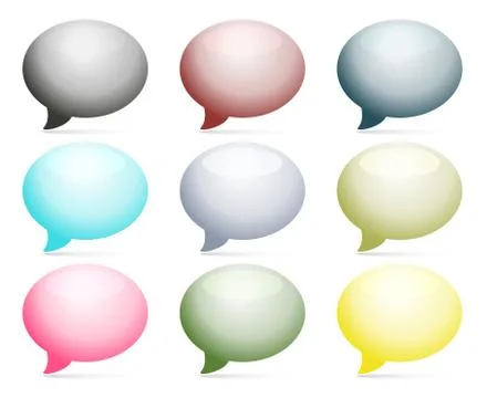 Set of 9 colorful bubbles with light shadows Stock Illustration