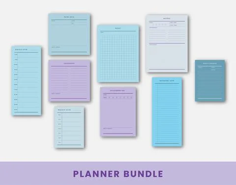 Set of 9 colourful planners Illustrazione stock