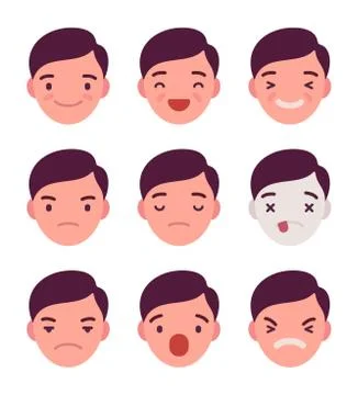 Set of 9 different emotions Stock Illustration