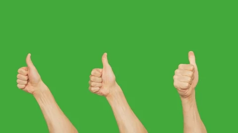 Set of 9 different hands showing thumb up on green chroma key background. Voting Stock Footage 87348253