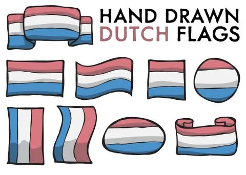 Set of 9 Dutch Flags Stock Illustration