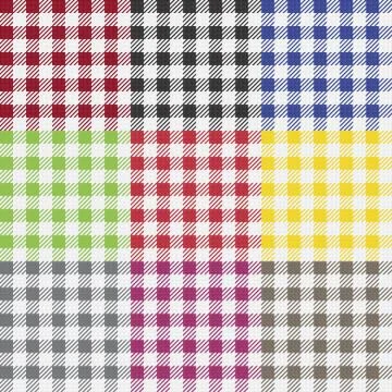 Set of 9 gingham , vichy patterns for picnic blanket or tablecloth design Stock Illustration