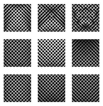 Set of 9 grids, meshes. Set of monochrome elements, backgrounds, patterns. Ilustración de archivo