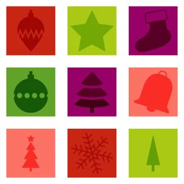 Set of 9 isolated christmas typical icons Stock Illustration