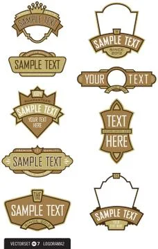 Set of 9 Logo/Label Vectors Stock Illustration
