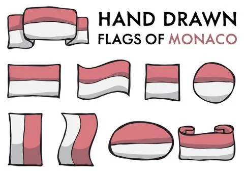 Set of 9 Monaco Flags Stock Illustration