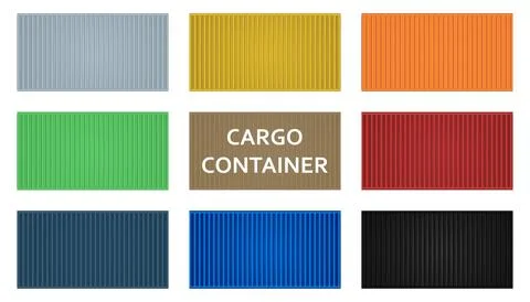 Set of 9 patterns of background cargo containers in different colors - Vector Illustrazione stock