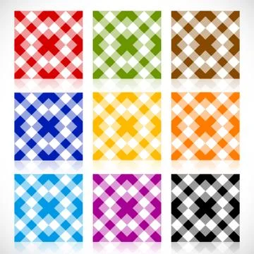 Set 9 repeatable geometric tile with different colors. Seamless pattern, seam Stock Illustration