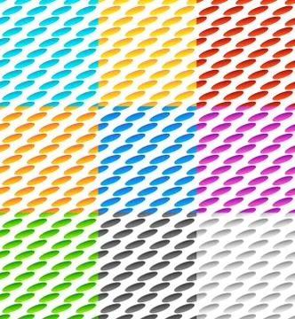 Set of 9 seamlessly repeatable geometric pattern with slanted oval shapes 스톡 일러스트