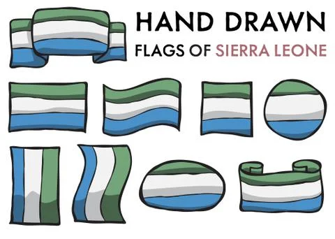 Set of 9 Sierra Leone Flags Stock Illustration