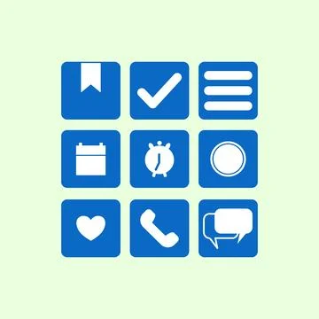Set Of 9 Simple Apps Icons. Can Be Found Such Elements As Reminder, Alert Stock Illustration