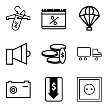 Set Of 9 simple editable icons such as Wall poster or frame with smile, Money 스톡 일러스트