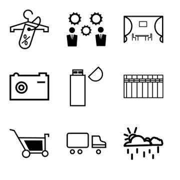 Set Of 9 simple editable icons such as Cup, Shipping car, Shopping, Heater, U Stock-Illustration