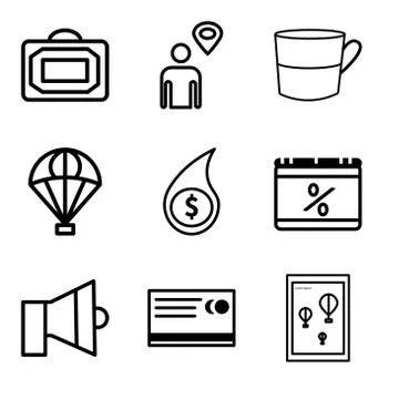 Set Of 9 simple editable icons such as Wall poster or frame with smile, Shopp Stock Illustration
