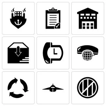 Set Of 9 simple editable icons such as Wood package box of square shape for d イラスト素材