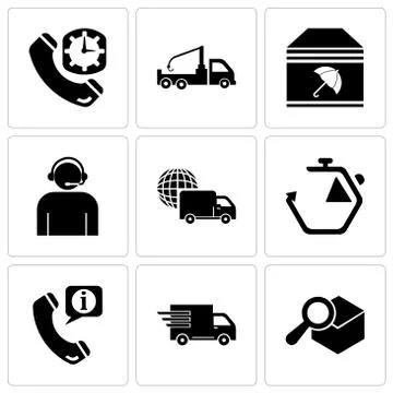 Set Of 9 simple editable icons such as Search delivery service tool, Logistic Stock Illustration