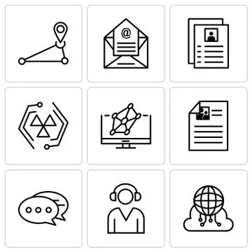 Set Of 9 simple editable icons such as Cloud computing, Support, Chat, Hologr Illustrazione stock