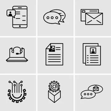 Set Of 9 simple editable icons such as email chat, Development, Settings, Fly Stock Illustration