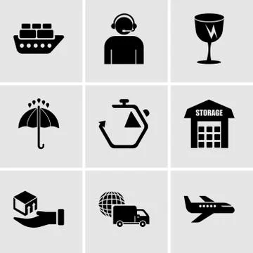Set Of 9 simple editable icons such as Air transport, International logistics Stock Illustration