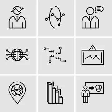 Set Of 9 simple editable icons such as Person explaining data, Targeting, 3d  Stock Illustration