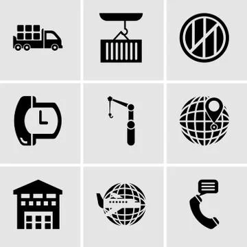 Set Of 9 simple editable icons such as Talking by phone auricular, Airplane a Illustrazione stock