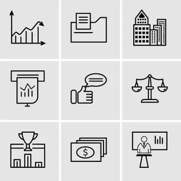 Set Of 9 simple editable icons such as news presenter, dollar, 1st place, sca Stock Illustration