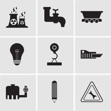 Set Of 9 simple editable icons such as wrench, pencil, tipper, cutter, load c Stock-Illustration