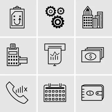 Set Of 9 simple editable icons such as purse, keyboard, slow network, dollar, Stock-Illustration