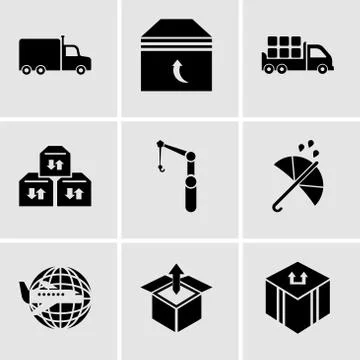 Set Of 9 simple editable icons such as Delivery package, Delivery box package Stock Illustration