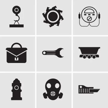 Set Of 9 simple editable icons such as cutter, respirator, Fire Hydrant, frei Stock Illustration