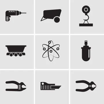 Set Of 9 simple editable icons such as nipper, cutter, adjustable spanner, ga Stock Illustration