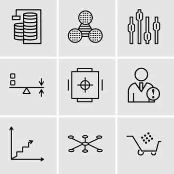 Set Of 9 simple editable icons such as Cart graphic, Data connection, Data an Ilustración de archivo
