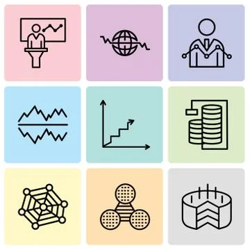 Set Of 9 simple editable icons such as Folder Connected Circuit, Pie graphic  Stock Illustration