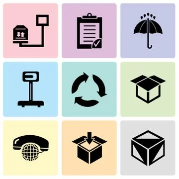 Set Of 9 simple editable icons such as Package cube box for delivery, Deliver イラスト素材
