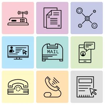 Set Of 9 simple editable icons such as Blank, Telephone, Telephone, Chat in s Stock Illustration