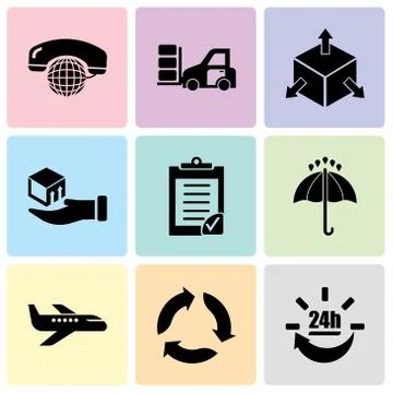 Set Of 9 simple editable icons such as 24 hours delivery, Triangular arrows,  Ilustração Stock