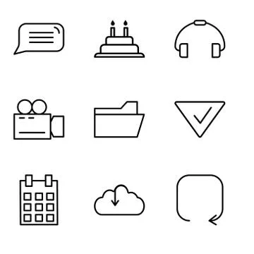 Set Of 9 simple editable icons such as Update arrow, Download from the cloud, 스톡 일러스트