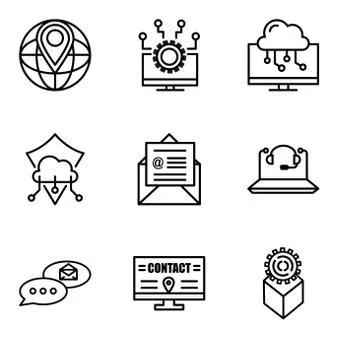 Set Of 9 simple editable icons such as Development, Billboard, email chat, Ca Stock Illustration
