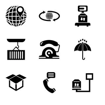 Set Of 9 simple editable icons such as Weight of delivery package on a scale, Stock Illustration