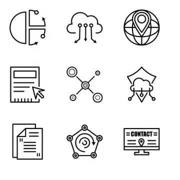 Set Of 9 simple editable icons such as Billboard, Radar, mail, Protection, Ne Stock Illustration