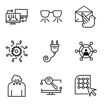 Set Of 9 simple editable icons such as Click, Monitor, Cloud computing, User, Stock Illustration
