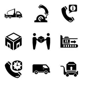 Set Of 9 simple editable icons such as Package transportation on a trolley, B Stock-Illustration