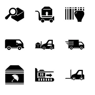 Set Of 9 simple editable icons such as Logistics transport, Package on rollin Stock Illustration