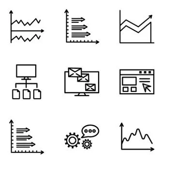 Set Of 9 simple editable icons such as Data, 3d data analytics, Bars, Data im 스톡 일러스트
