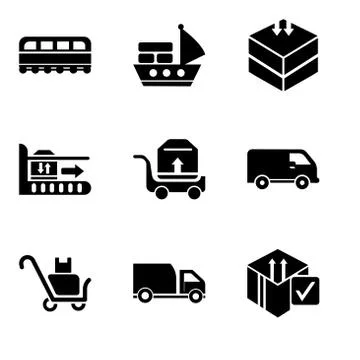 Set Of 9 simple editable icons such as Delive box verification, Delivery truc Stock Illustration